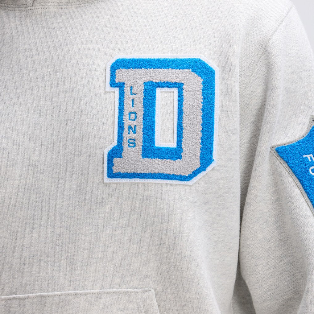 Detroit Lions IconicFleece Letterman Hoodie - Heather Gray for sale