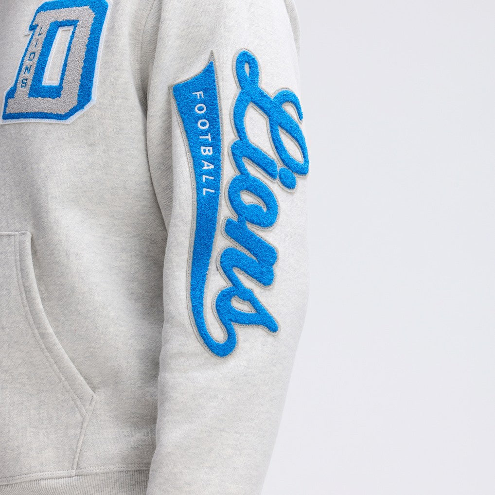 Detroit Lions IconicFleece Letterman Hoodie - Heather Gray for sale