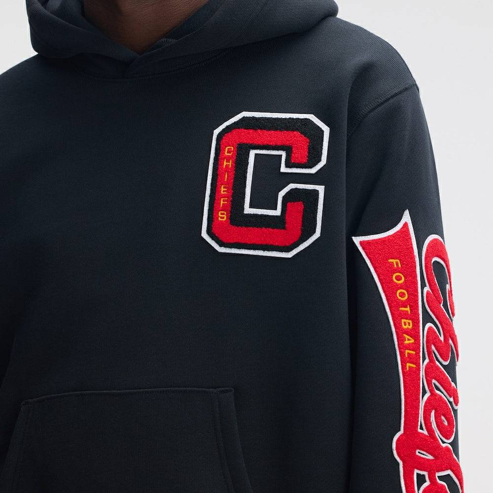 Kansas City Chiefs IconicFleece Letterman Hoodie - Black for sale