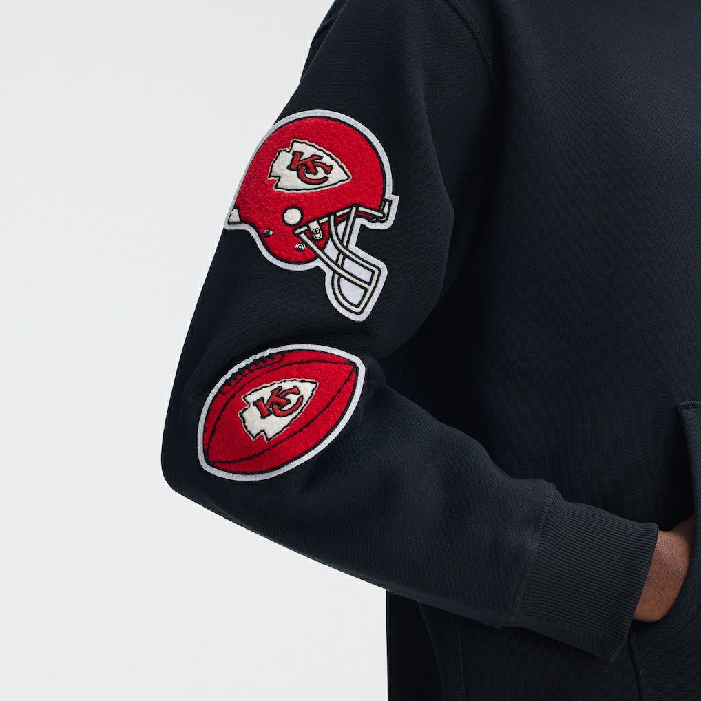 Kansas City Chiefs IconicFleece Letterman Hoodie - Black for sale
