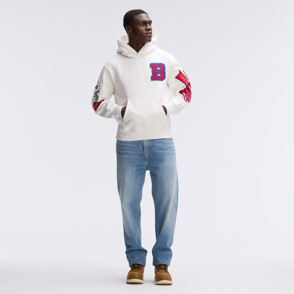 Buffalo Bills IconicFleece Letterman Hoodie - Oatmeal on sale