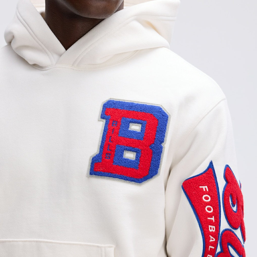 Buffalo Bills IconicFleece Letterman Hoodie - Oatmeal on sale