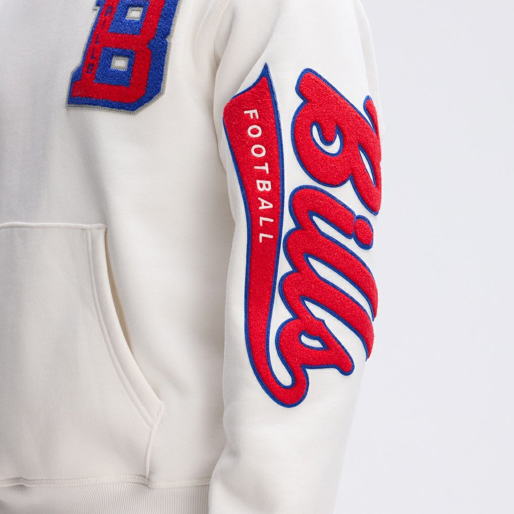 Buffalo Bills IconicFleece Letterman Hoodie - Oatmeal on sale