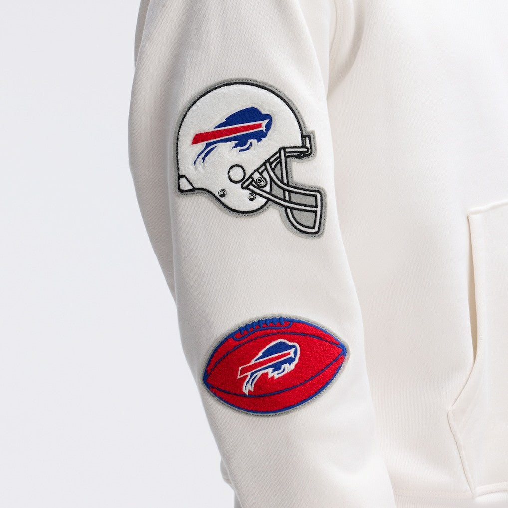 Buffalo Bills IconicFleece Letterman Hoodie - Oatmeal on sale