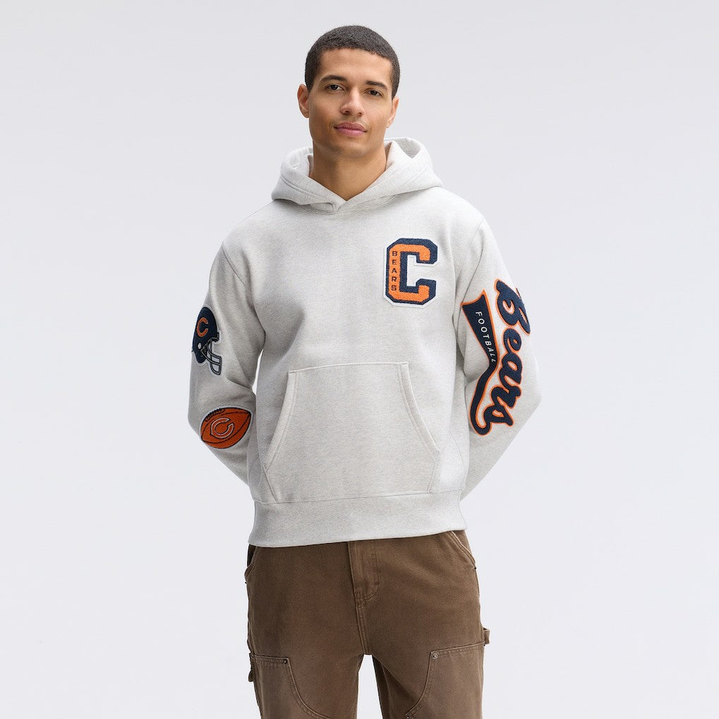 Chicago Bears IconicFleece Letterman Hoodie - Heather Gray discount