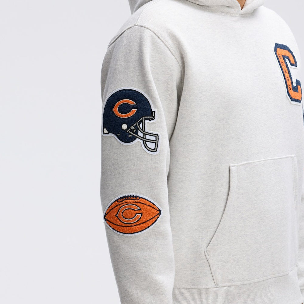 Chicago Bears IconicFleece Letterman Hoodie - Heather Gray discount