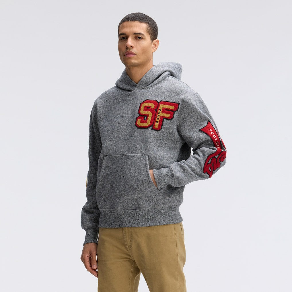 San Francisco 49ers IconicFleece Letterman Hoodie - Athletic Heather Gray sale