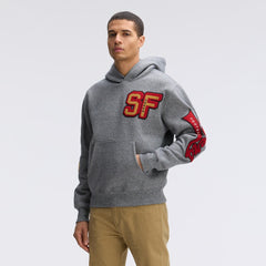 San Francisco 49ers IconicFleece Letterman Hoodie - Athletic Heather Gray sale