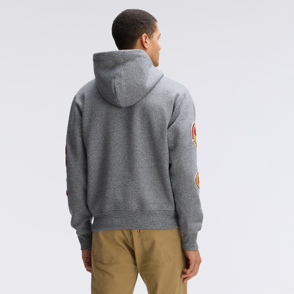 San Francisco 49ers IconicFleece Letterman Hoodie - Athletic Heather Gray sale