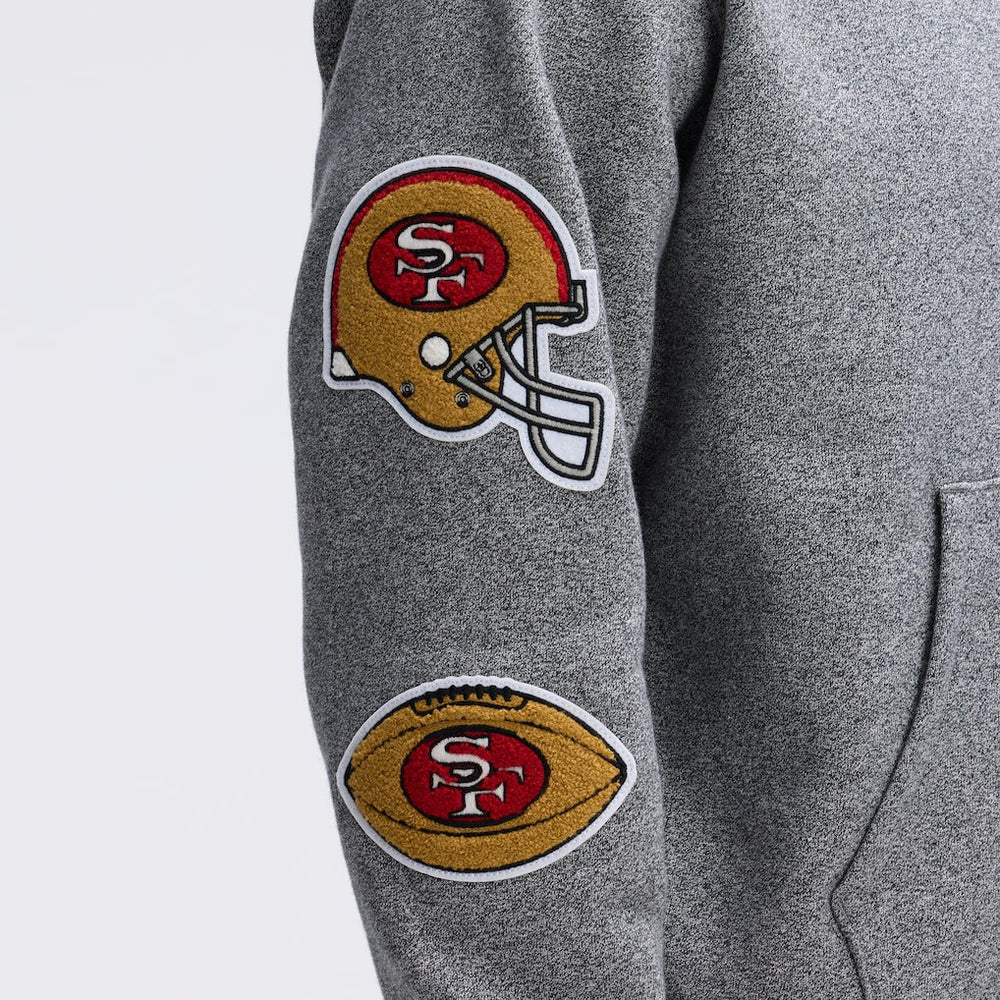 San Francisco 49ers IconicFleece Letterman Hoodie - Athletic Heather Gray sale