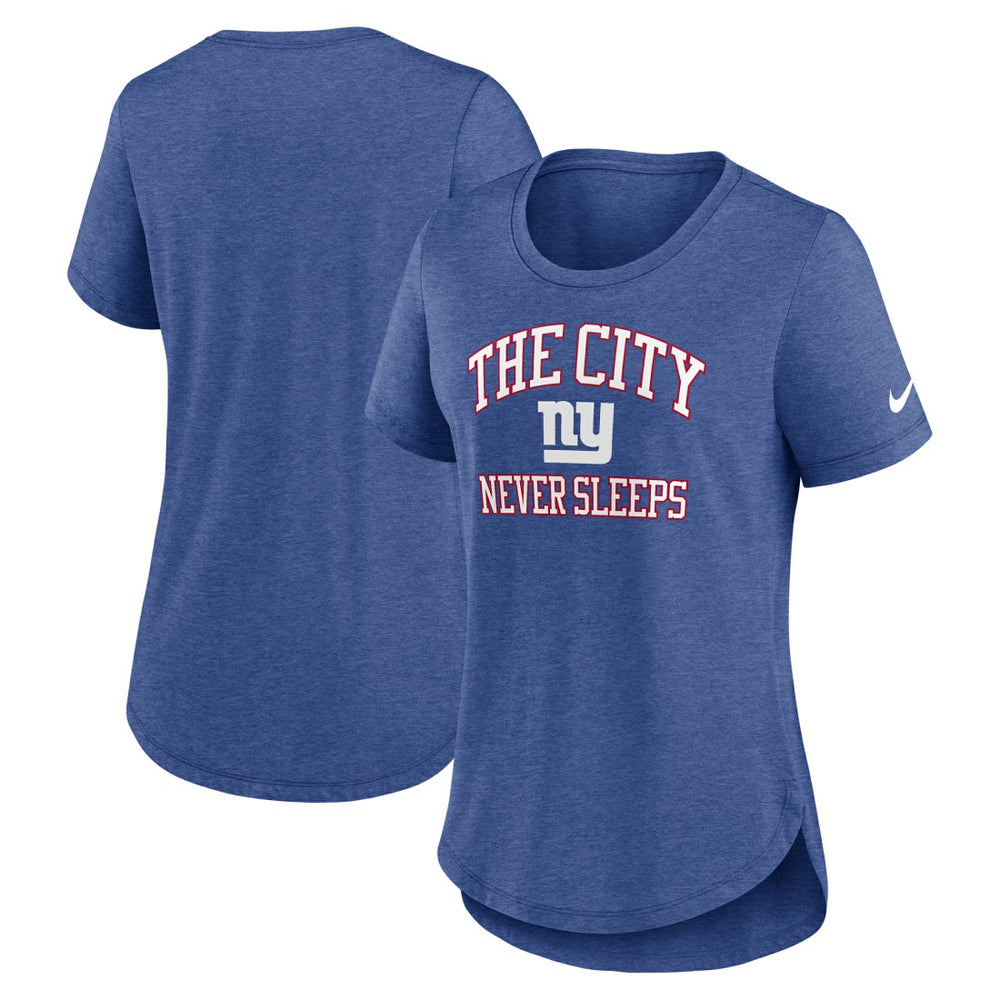 New York Giants Women's The City Never Sleeps Tri-Blend T-Shirt - Heather Blue | Nike cheap