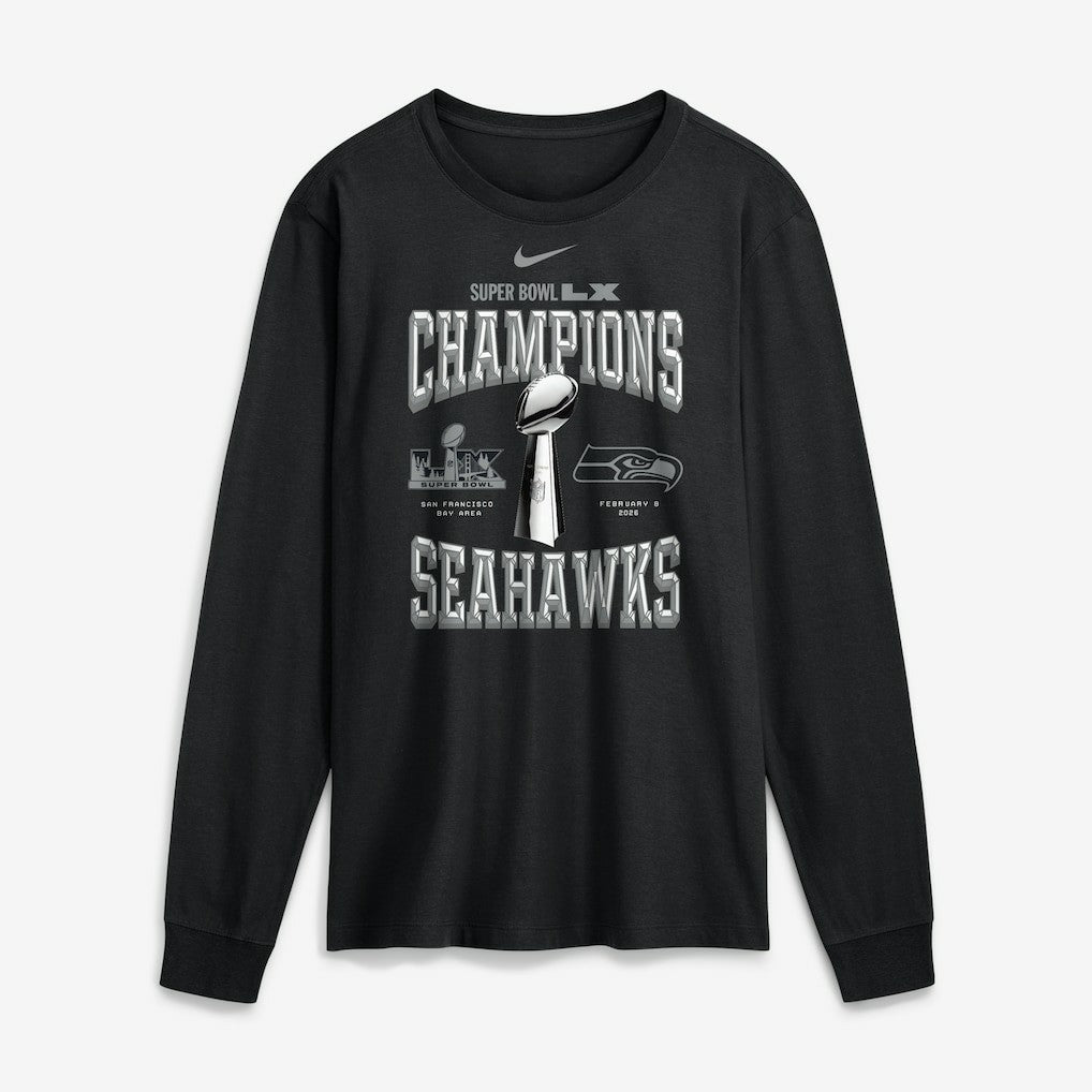 Seattle Seahawks Super Bowl LX Champions Locker Room Trophy Collection Long Sleeve T-Shirt - Black | Nike on sale