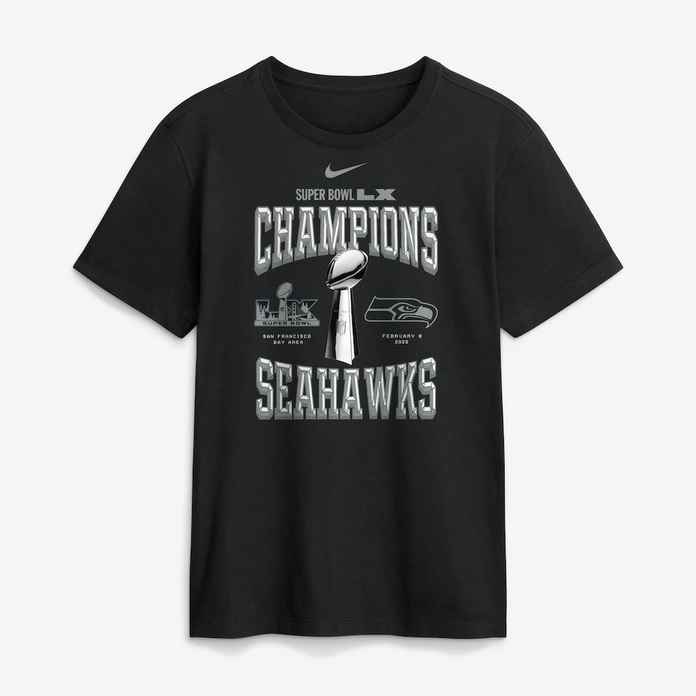 Seattle Seahawks Super Bowl LX Champions Locker Room Trophy Collection Replica Tall T-Shirt - Black | Nike sale