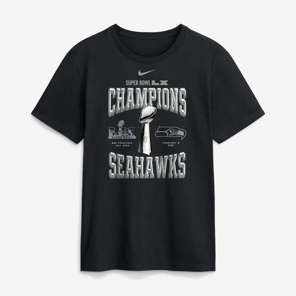 Seattle Seahawks Super Bowl LX Champions Locker Room Trophy Collection Replica Tall T-Shirt - Black | Nike sale