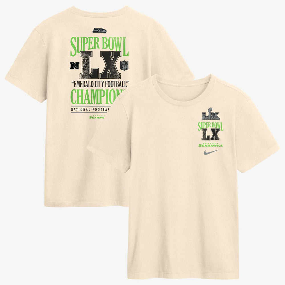 Seattle Seahawks Super Bowl LX Champions Long Ball T-Shirt - Natural | Nike for sale