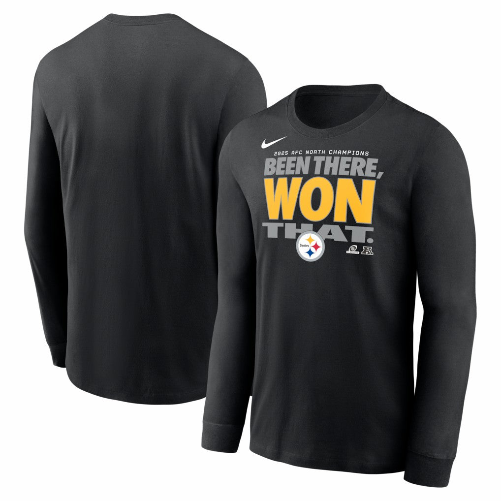 Pittsburgh Steelers 2025 AFC North Division Champions Locker Room Trophy Collection Long Sleeve T-Shirt - Black | Nike for sale