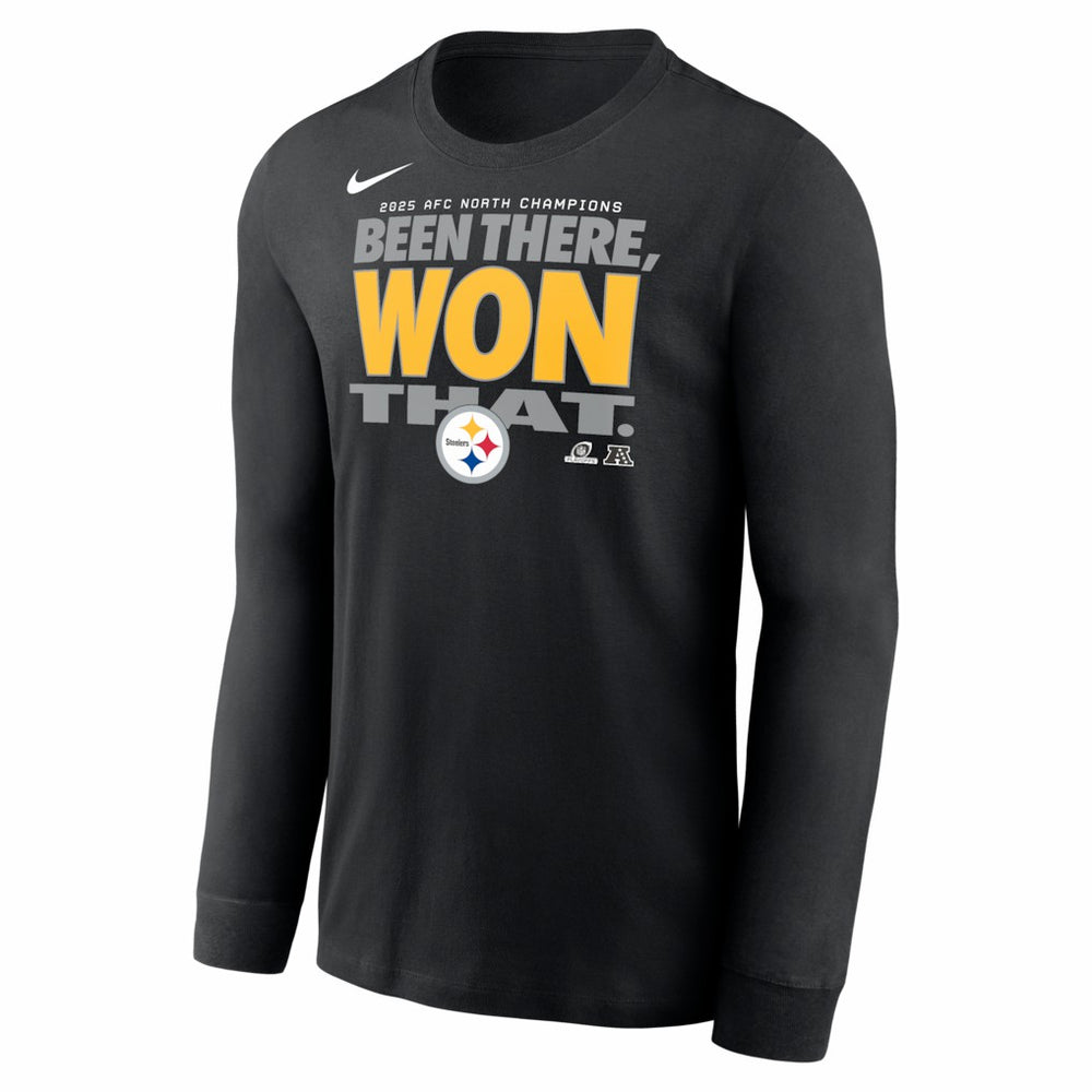 Pittsburgh Steelers 2025 AFC North Division Champions Locker Room Trophy Collection Long Sleeve T-Shirt - Black | Nike for sale