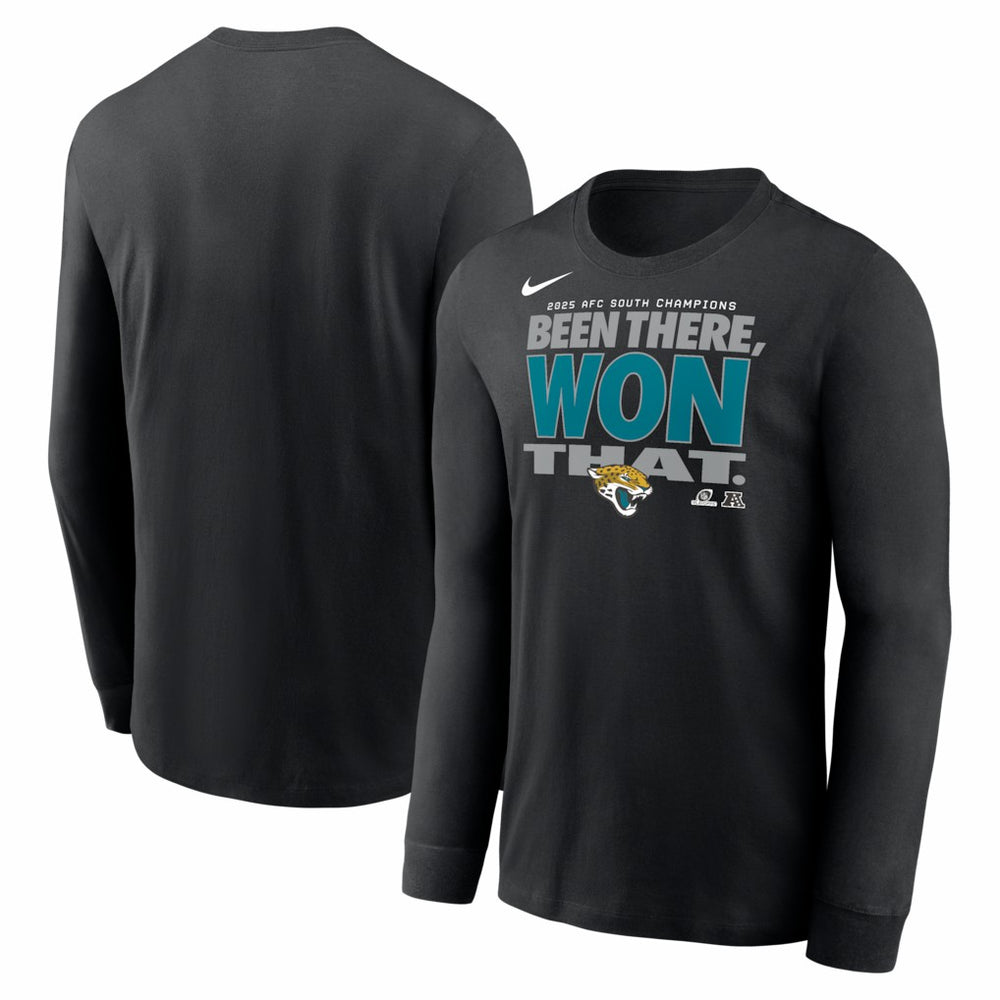 Jacksonville Jaguars 2025 AFC South Division Champions Locker Room Trophy Collection Long Sleeve T-Shirt - Black | Nike for sale
