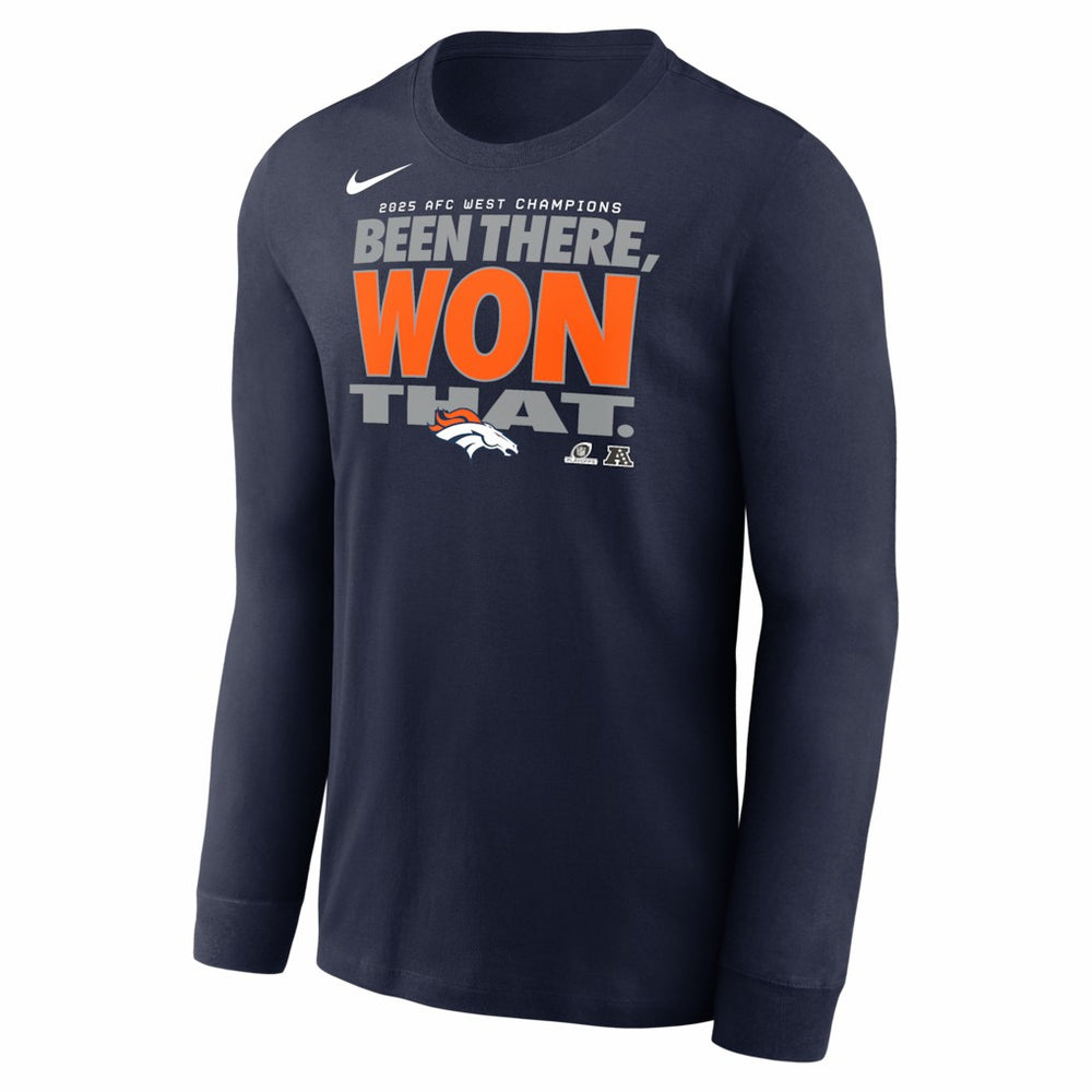 Denver Broncos 2025 AFC West Division Champions Locker Room Trophy Collection Long Sleeve T-Shirt - Navy | Nike outlet