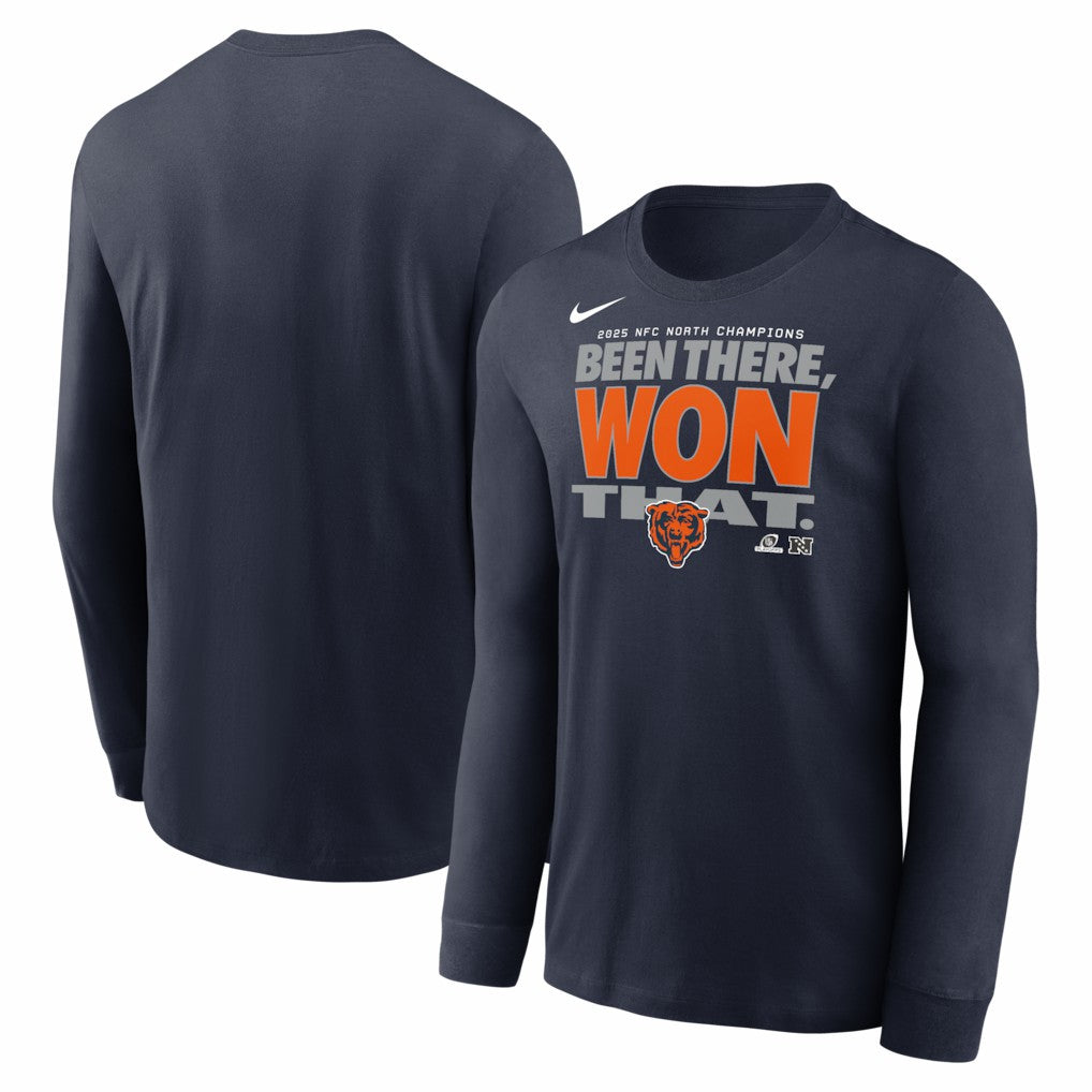 Chicago Bears 2025 NFC North Division Champions Locker Room Trophy Collection Long Sleeve T-Shirt - Navy | Nike for sale