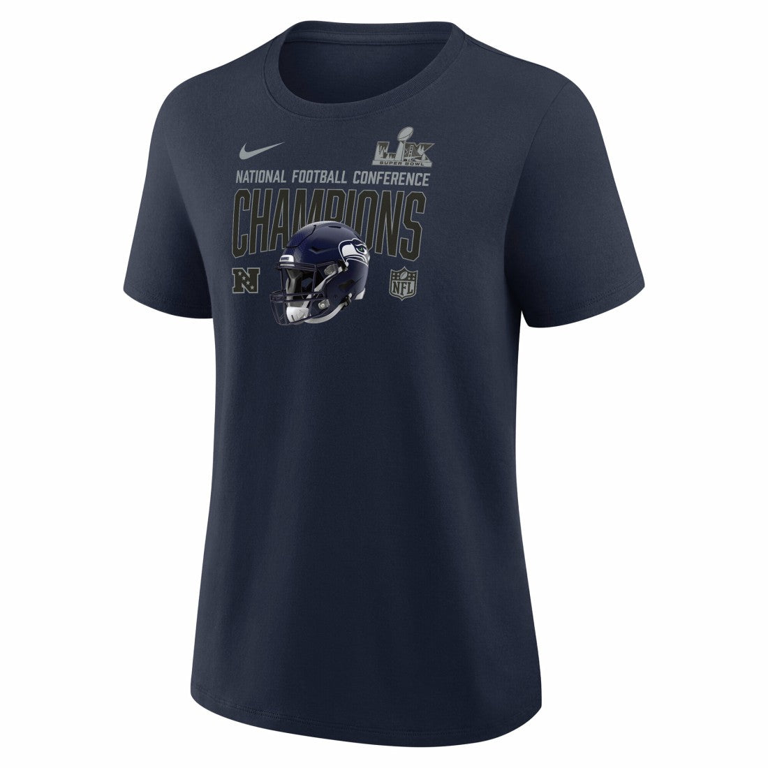 Seattle Seahawks Women's 2025 NFC Champions Helmet T-Shirt - College Navy | Nike sale
