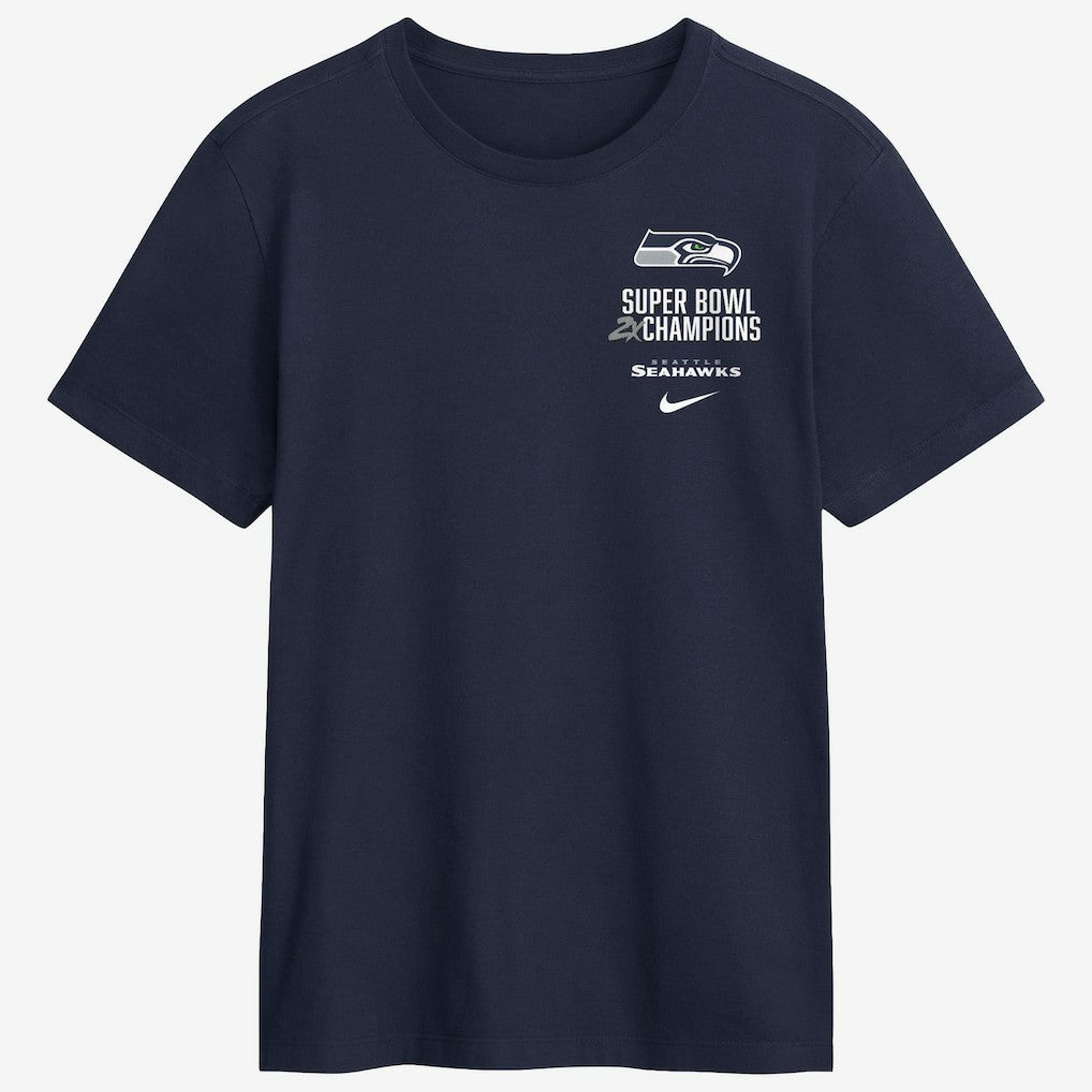 Seattle Seahawks Two-Time Super Bowl Champions Downtown Ring Club T-Shirt - College Navy | Nike online