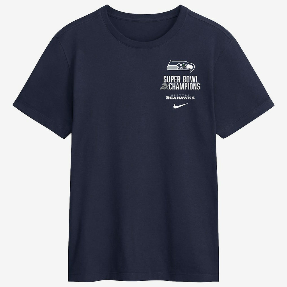 Seattle Seahawks Two-Time Super Bowl Champions Downtown Ring Club T-Shirt - College Navy | Nike online