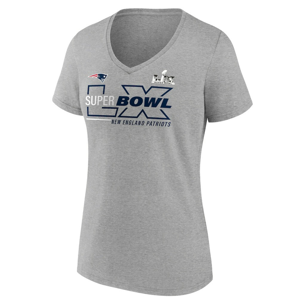 New England Patriots Women's Super Bowl LX Roster V-Neck T-Shirt - Heather Gray outlet