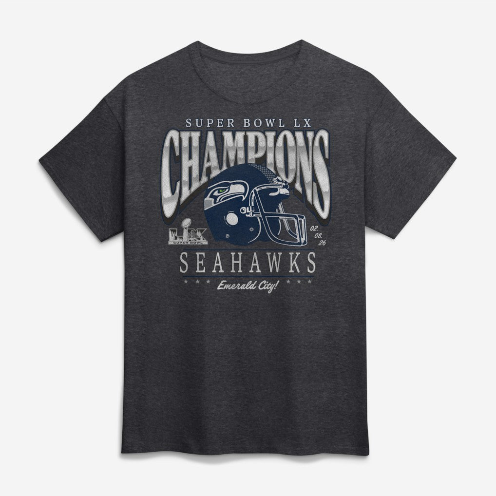 Seattle Seahawks Super Bowl LX Champions Prestigious Run T-Shirt - Heather Charcoal online