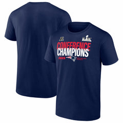 New England Patriots 2025 AFC Champions Right Side Draw T-Shirt - Navy discount