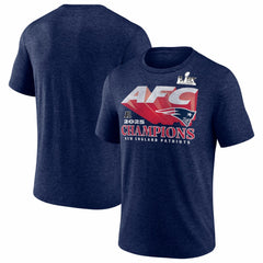 New England Patriots 2025 AFC Champions Quick Pass Tri-Blend T-Shirt - Heather Navy for sale