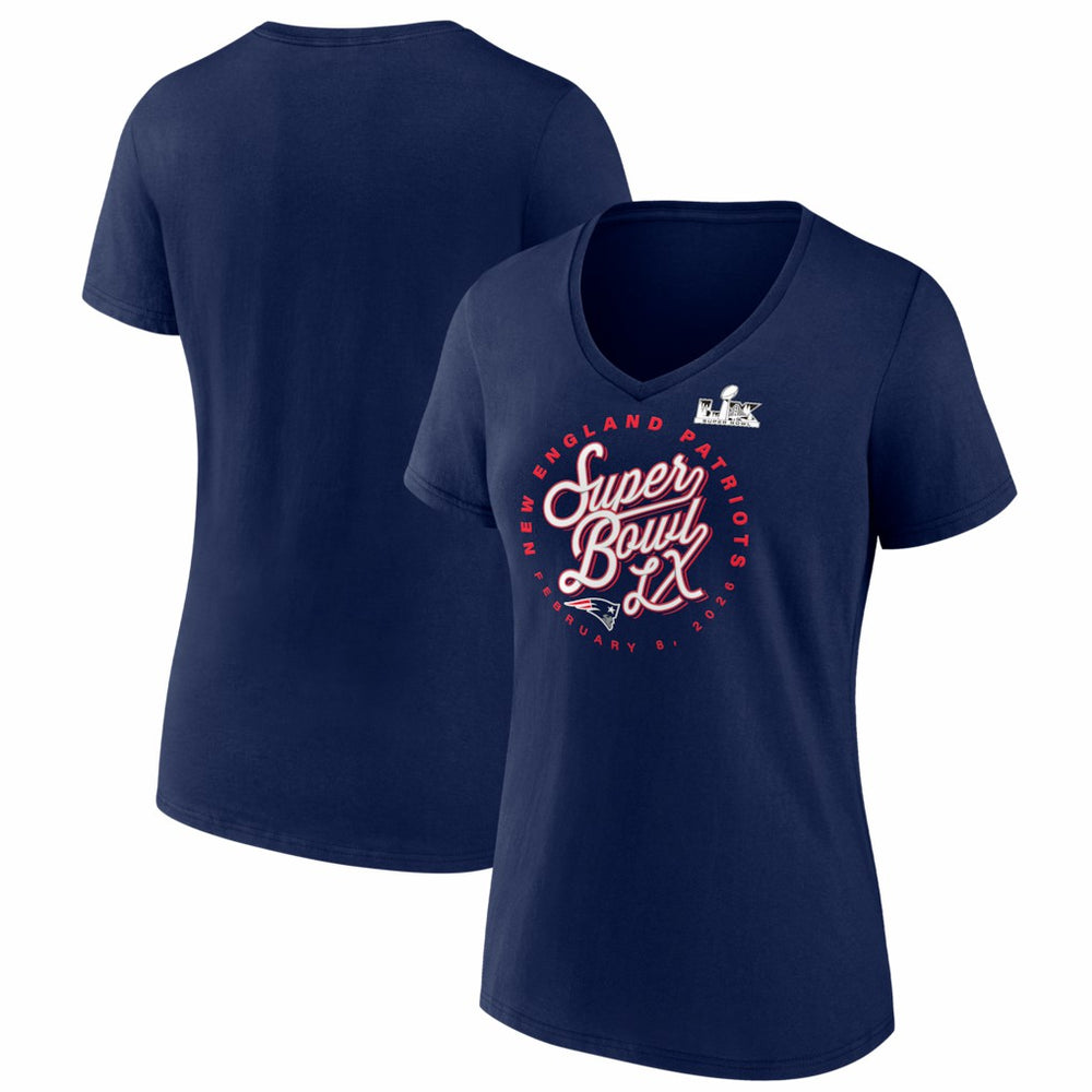 New England Patriots Women's Super Bowl LX Cheer Section V-Neck T-Shirt - Navy online