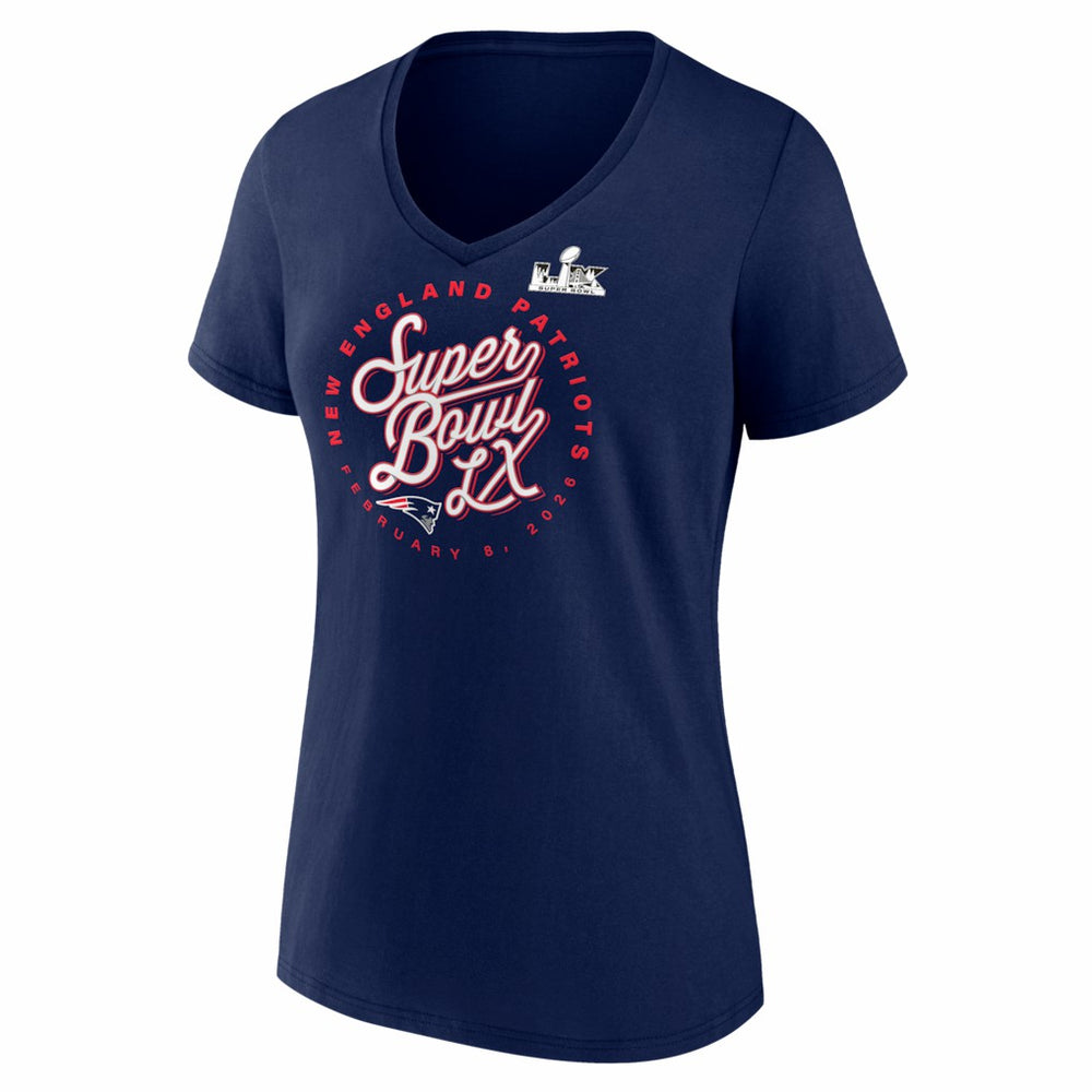 New England Patriots Women's Super Bowl LX Cheer Section V-Neck T-Shirt - Navy online
