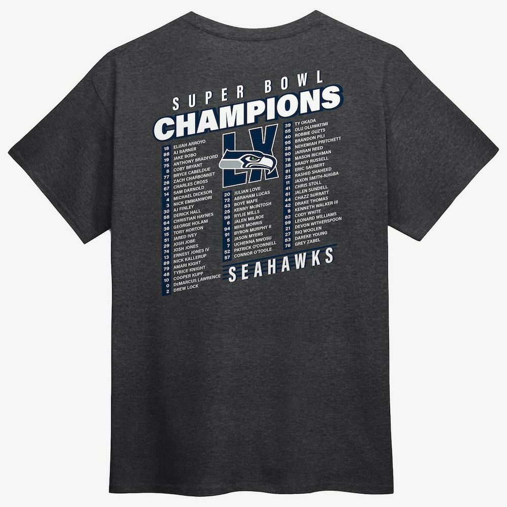 Seattle Seahawks Super Bowl LX Champions Best Teammates Roster T-Shirt - Heather Charcoal sale