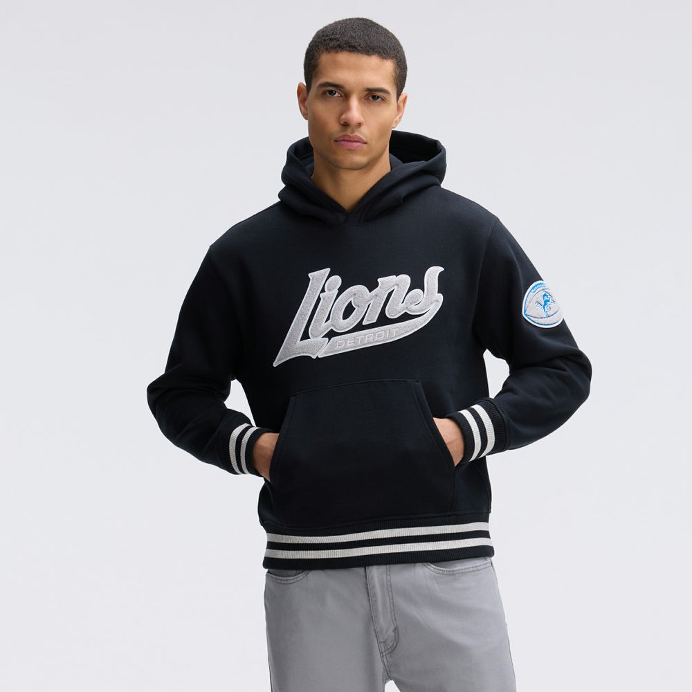 Detroit Lions IconicFleece Tipped Hoodie - Black cheap