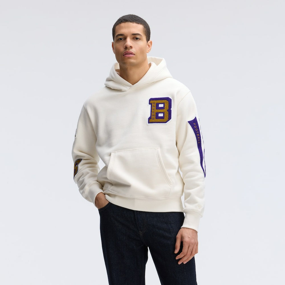 Baltimore Ravens IconicFleece Letterman Hoodie - Oatmeal discount