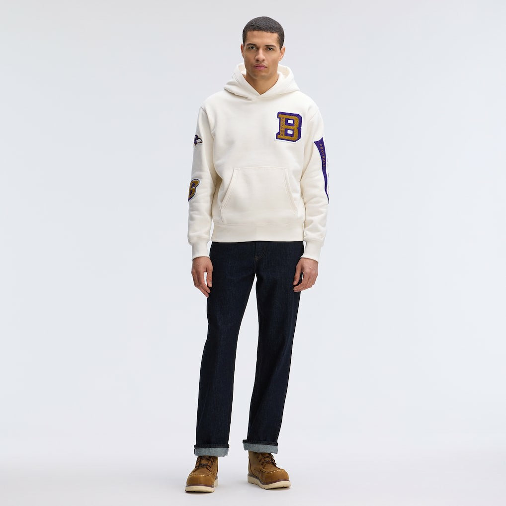 Baltimore Ravens IconicFleece Letterman Hoodie - Oatmeal discount