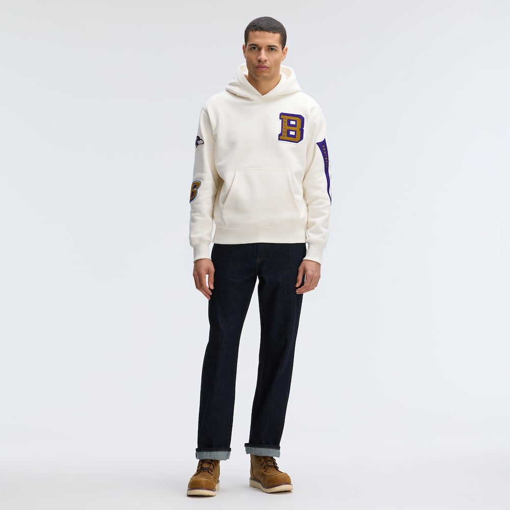 Baltimore Ravens IconicFleece Letterman Hoodie - Oatmeal discount