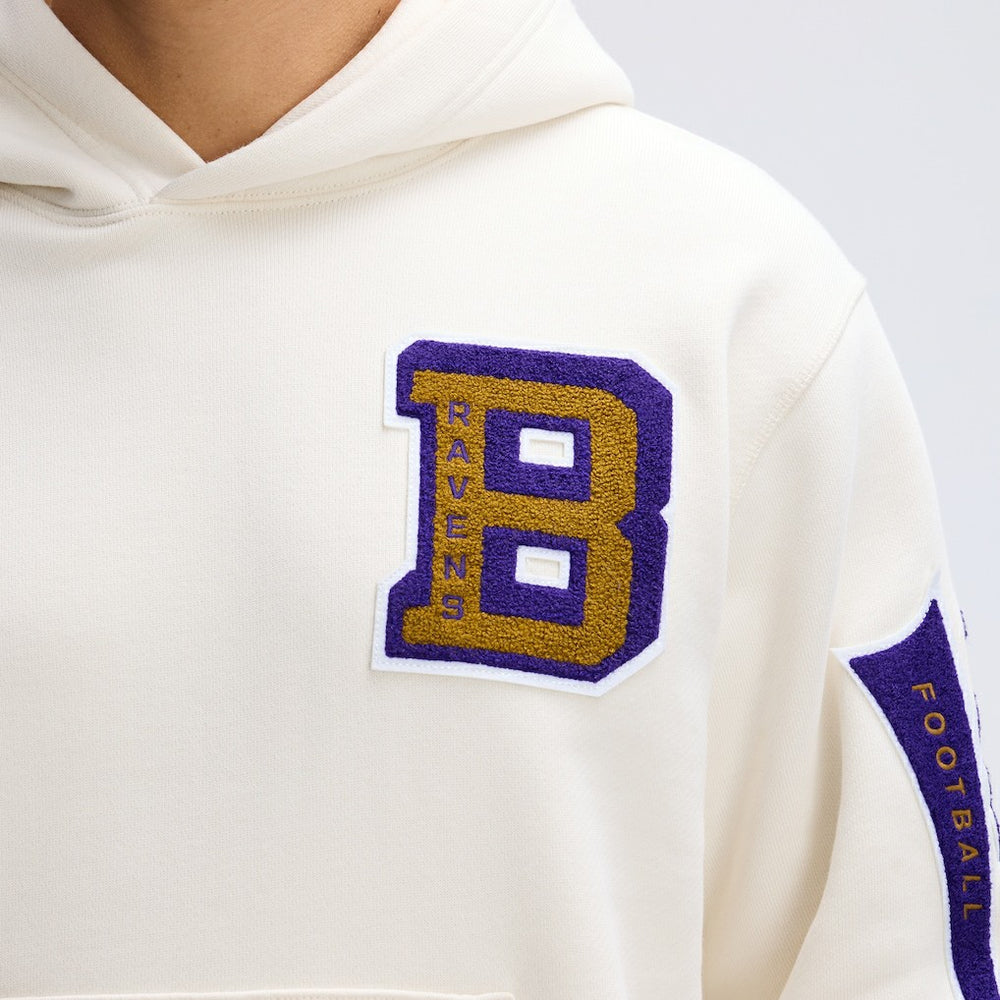 Baltimore Ravens IconicFleece Letterman Hoodie - Oatmeal discount