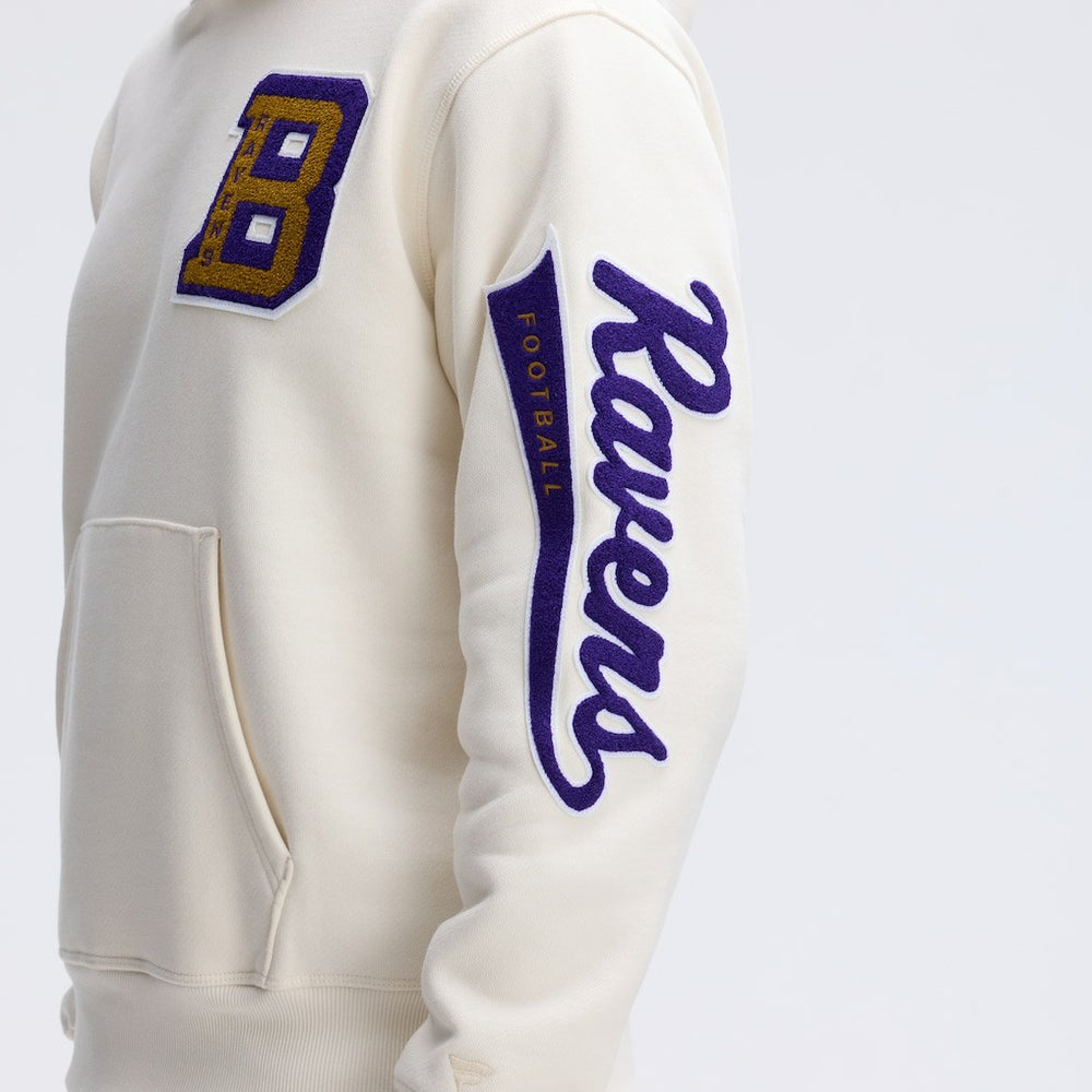 Baltimore Ravens IconicFleece Letterman Hoodie - Oatmeal discount