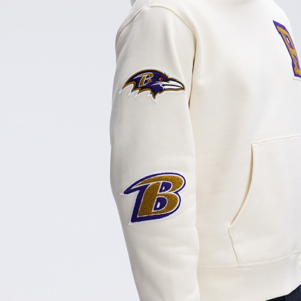 Baltimore Ravens IconicFleece Letterman Hoodie - Oatmeal discount