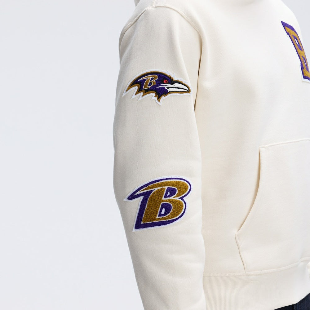 Baltimore Ravens IconicFleece Letterman Hoodie - Oatmeal discount