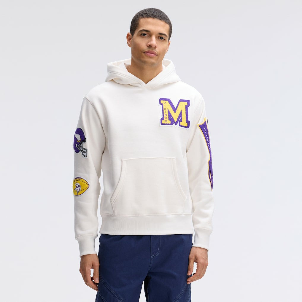 Minnesota Vikings IconicFleece Letterman Hoodie - Oatmeal cheap