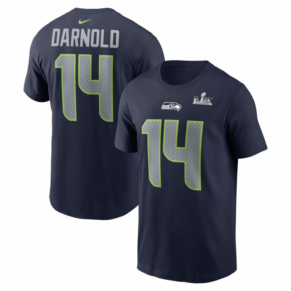 Sam Darnold Seattle Seahawks Super Bowl LX Patch Name & Number T-Shirt - College Navy | Nike on sale