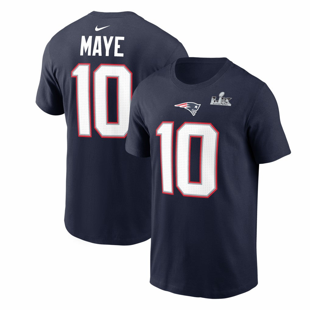 Drake Maye New England Patriots Super Bowl LX Patch Name & Number T-Shirt - Navy | Nike cheap
