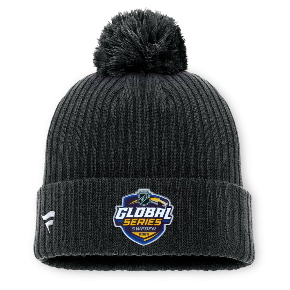 Pittsburgh Penguins Fanatics 2025 NHL Global Series Sweden Cuffed Knit Hat with Pom Black