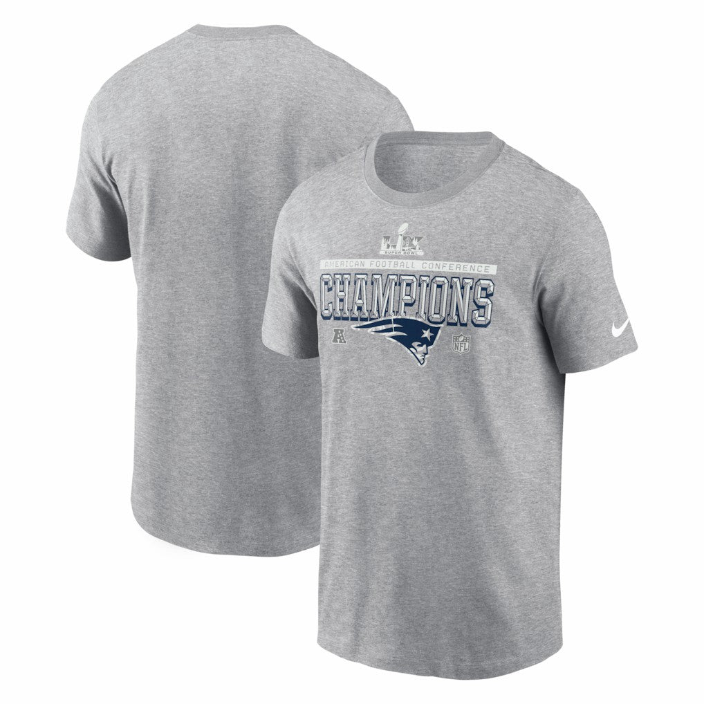 New England Patriots 2025 AFC Champions Locker Room Trophy Collection T-Shirt - Heather Gray | Nike discount