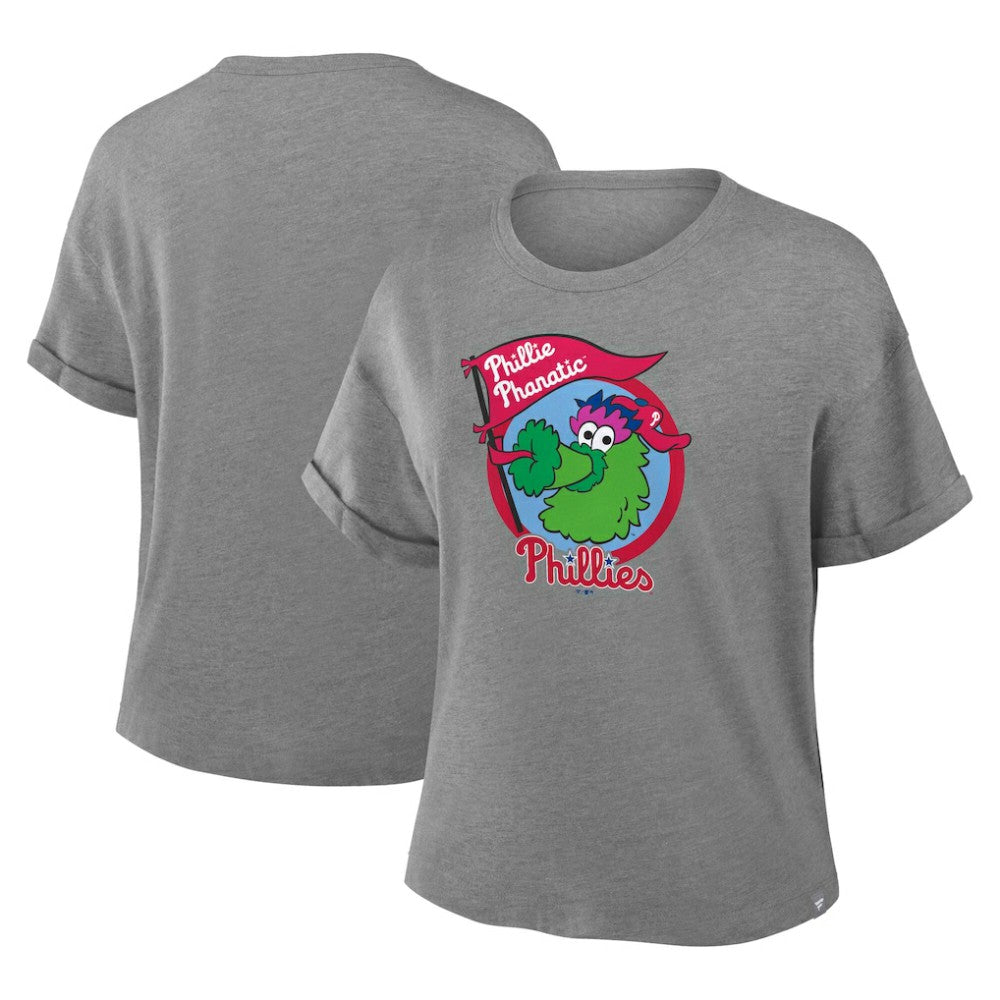 Philadelphia Phillies Women's Tribute IYKYK Tri-Blend Boxy T-Shirt - Heather Gray