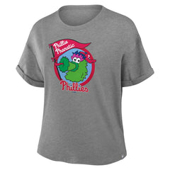 Philadelphia Phillies Women's Tribute IYKYK Tri-Blend Boxy T-Shirt - Heather Gray