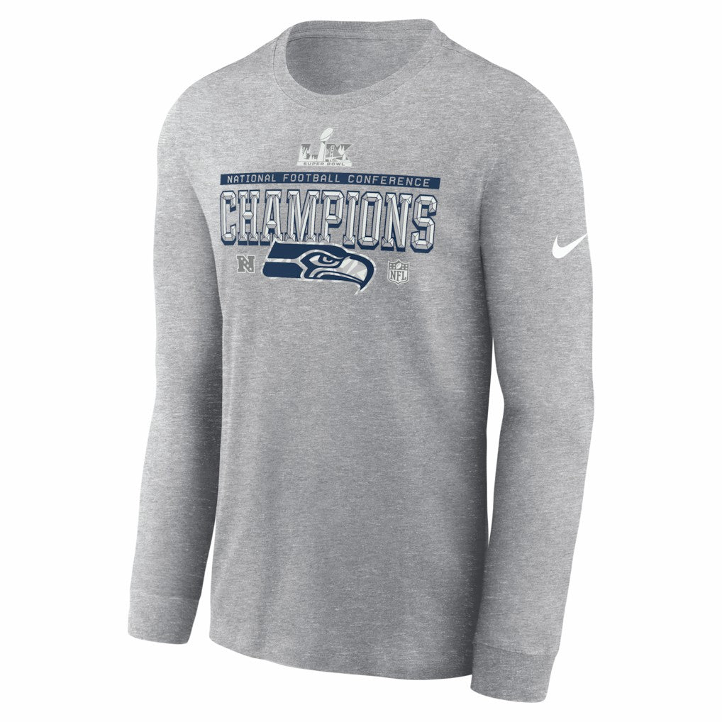 Seattle Seahawks 2025 NFC Champions Locker Room Trophy Collection Long Sleeve T-Shirt - Heather Gray | Nike online